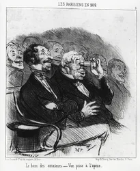 Parisians in 1852: The Bench of Amateurs, View Taken at the Opera. Illustration by Honore Daumier, Published in Charivari, Dated January 15