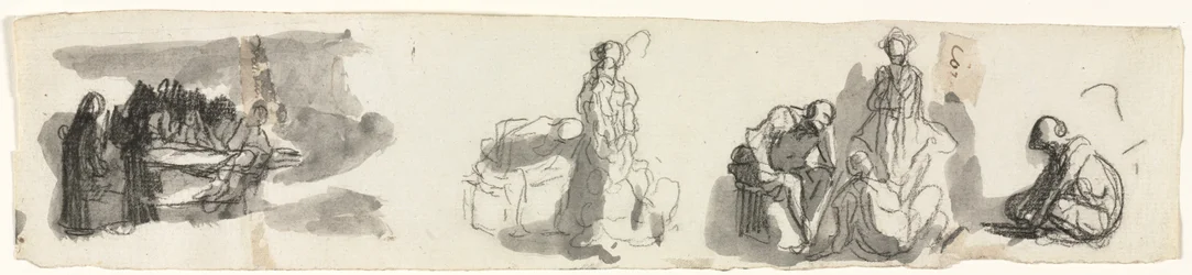 Sheet of Studies with a Group of Four Figures to the Right recto Sketches of Various Figures verso