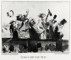 A pleasure train a little too cheerful, in series Les chemins de fer, illustration by Honore Daumier, published in Charivari, dated 20 August 1852