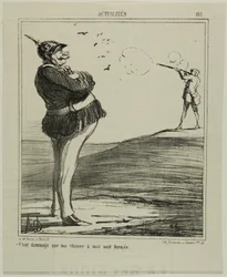 “-What a shame that I am not allowed to go hunting,” plate 180 from Actualities