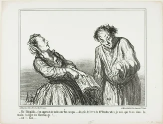 "- Ah, Théophile, what ghastly things I am reading about you." Plate 1 from Ces Bons Parisiens