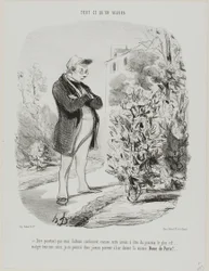 "- Dire pourtant que mes dahlias continuent encore cette année à être du ponceau le plus vif." Plate 6 from Tout Ce Qu