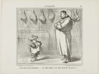 I would have so much loved to make him a butcher too... now I am forced to make him a lawyer, plate 467 from Actualités