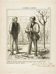 "You seem to enjoy doing my work. In exchange, I could offer doing your job: I will go for a ride in your coach!" plate 249 from Les Parisiens A La Campagne