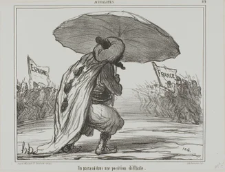 An Umbrella in a Difficult Position, plate 119 from Actualités