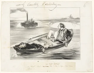 An Unpleasant Encounter, plate sixteen from Les Canotiers Parisiens