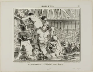 At the Deligny Baths. - The ladder at 4 p.m., plate 33 from Summer Sketches