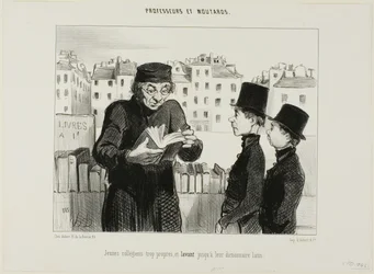 Clean Young High School Students, They Even Try Selling Off their Latin Dictionary, plate 24 from Professeurs et Moutards (Professors and Rascals)