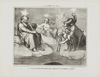 Even the Planets are Watching with Interest the Arrival of the Famous Comet, Plate 9 from La Comet De 1857