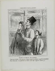 Looking at the Painting of Manet, Plate 9 from Croquis Pris Au Salon par Daumier