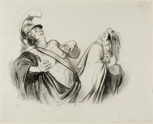 Merope. “A soldier of my stature is quite able to run the state once defended with so much fun,” plate 2 from Physionomies Tragiques