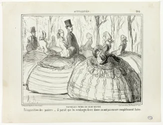New Fashion of the Half-World. Reappearance of the baskets – it seems that these ladies are not yet quite done with their harvest, plate 295 from Actualités