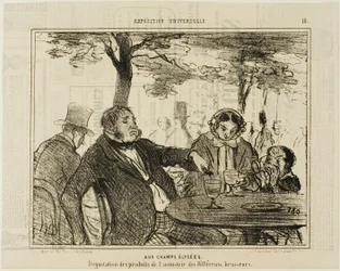On the Champs-Elysees. Tasting of the industrial products of different brewers, plate 18 from The Universal Exhibition