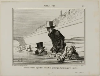 Parisians already taking their precautions to avoid being roasted by the comet, plate 410 from Actualités