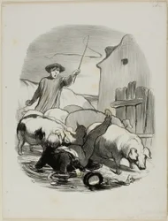 The Danger of Being Caught in a Steeple Chase, Plate 12 from Pastorales