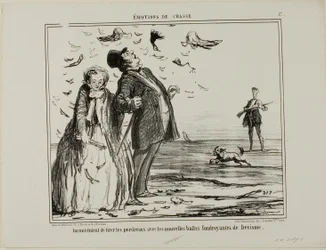 The Disadvantage of Shooting at Young Partridges with the New Explosive Bullets of Devisme, Plate 17 from Emotions of Hunting