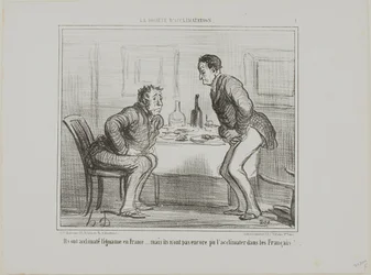They succeeded in acclimatizing the Indian potato to the French climate, but it is still a problem to acclimatize the French to the Indian potato!, plate 1 from La Société D