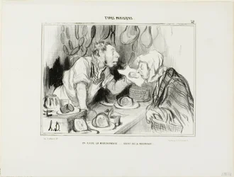 "You Sniff the Merchandise... Before Buying It," plate 32 from Types Parisiens