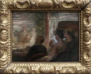 A Theatre Lodge. Painting by Honore Daumier (1808-1879)