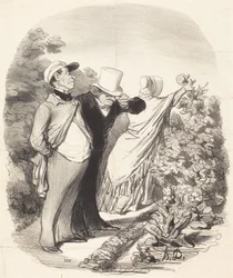 Well, well!... there she is picking me a rose...