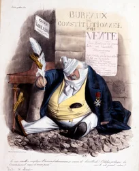 Cartoon by Daumier about Dr. Louis Desire Veron and the newspaper 