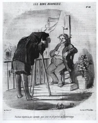 The Good Bourgeois - The Most Convenient Position to Have a Nice Portrait in the Daguerreotype, Caricature of Daumier - in 