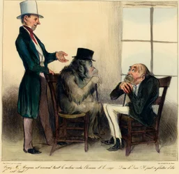 See Mr. Mayeux, This Animal Holds the Middle Ground Between Man and Monkey - Cartoon by Honore Daumier from Charivari