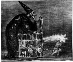 Witch Depicting the Comet, Caricature by Honore Daumier