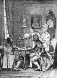 Illustration for Marriage Contract, novel by Honore de Balzac from Human Comedy, published in 1902, Paris