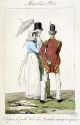 Fashion engraving by Horace Vernet (1789 - 1863) made around 1810 for the number 25 of a 
