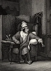 Scene from The Imaginary Invalid by Moliere, by Horace Vernet, engraving