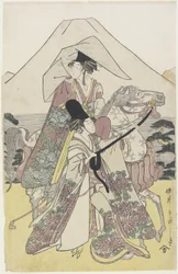Two Women Traveling by Horse on the Foot of Mt. Fuji, c.1790s