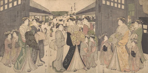 Oiran and Attendants at the Great Gate of the Yoshiwara, ca. 1794