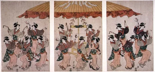 The Sumiyoshi Dance, triptych