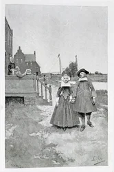 Along the Canal in Old Manhattan, illustration from 
