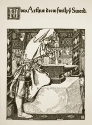 How Arthur drew forth the sword, illustration from 