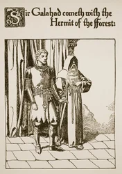 Sir Galahad cometh with the Hermit of the Forest, illustration from 