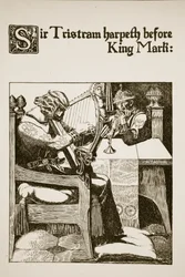 Sir Tristram harpeth before King Mark, illustration from 