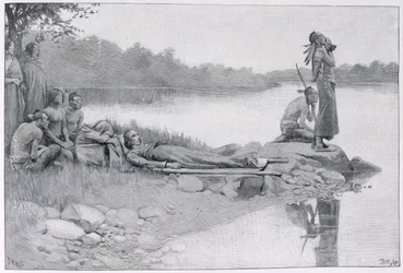 The Death of Indian Chief Alexander, Brother of King Philip, illustration from 