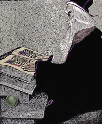 The magician Merlin. Illustration by Howard Pyle (1853-1911), American cartoonist, for 
