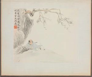 Album of Landscape Paintings Illustrating Old Poems: A Man Reclines