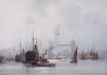 Tower Bridge from the Lower Pool, c.1925