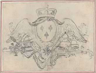 Arms of the King of France with Wings and Scientific Instruments