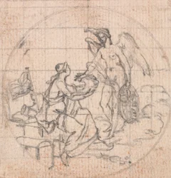 Design for a Medal: Figure of Britannia (?) and Fortune (?) or Victory (?)