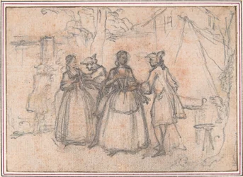 Study for "The Suspicious Fair," etched vignette in "Songs in the Opera of Flora"