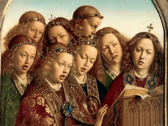 Detail of Singing Angels, from the left wing of the Ghent Altarpiece
