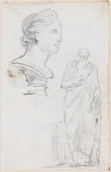Bust of a Roman Woman and Statue of a Roman Man