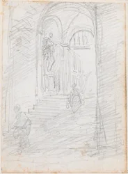 Figures on a Monumental Interior Stairway
