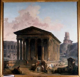 La maison carree, les arenes et la tower Magne a Nimes