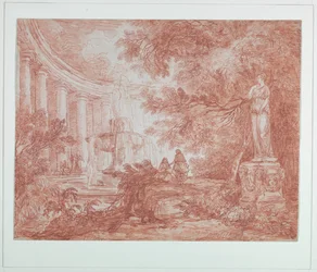 Park with Fountain and Statue